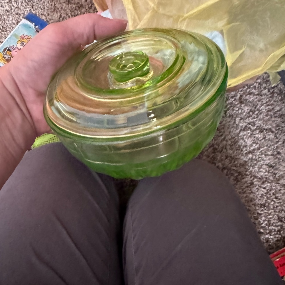 Green Glass Art Bowl